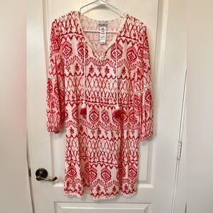 Tommy Bahama Red and White Long Sleeve Dress